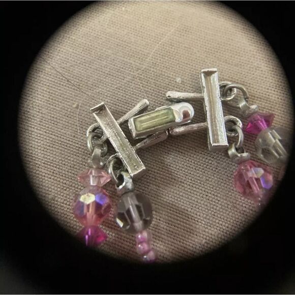 Vtg Vendome 2 Strand Aurora Borealis Pinks & Smoke Crystal 22-24" Necklace Set - Picture 7 of 13